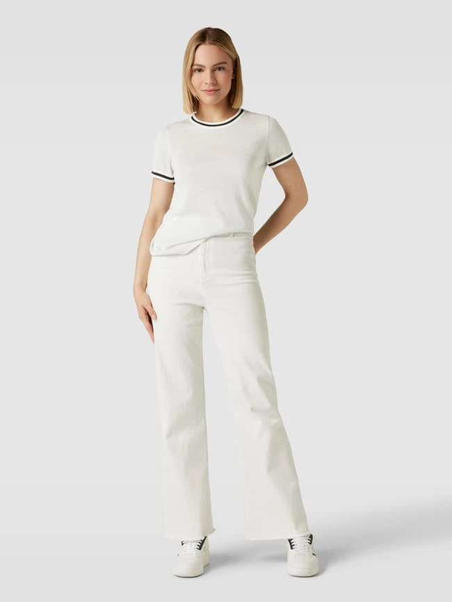 Jake*s Collection Strickshirt Mit Abschlüssen Mit Kontraststreifen - Ecru